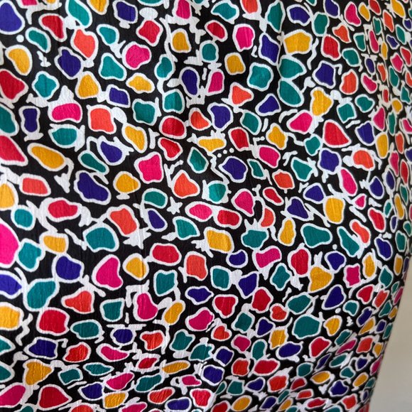 FUN Multi Colour Lauren Lee Vintage Short Sleeve Top Blouse Size Medium - Picture 2 of 2